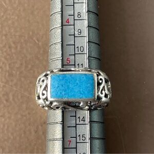 Ornate Vintage Turquoise Sterling Silver Ring Size 6